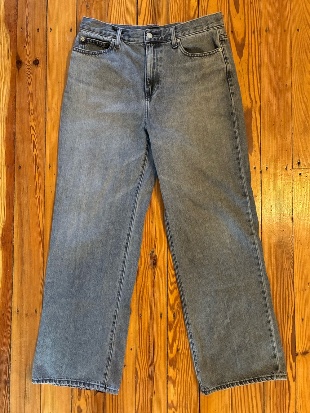 Uniqlo Wide Leg Baggy Skater Jeans in Gray/Blue